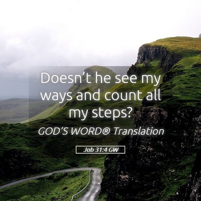 Picture 05 - Job 31:4 GW - Doesn’t he see my ways and count all my - Bible Verse Picture