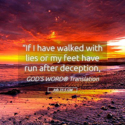 Picture 05 - Job 31:5 GW - “If I have walked with lies or my feet have run - Bible Verse Picture