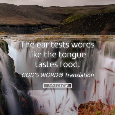 Picture 05 - Job 34:3 GW - The ear tests words like the tongue tastes - Bible Verse Picture