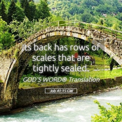 Picture 05 - Job 41:15 GW - Its back has rows of scales that are tightly - Bible Verse Picture