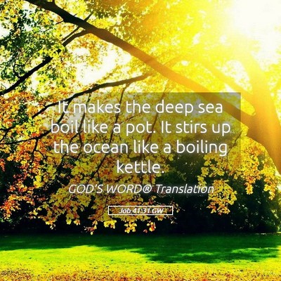 Picture 05 - Job 41:31 GW - It makes the deep sea boil like a pot. It stirs - Bible Verse Picture