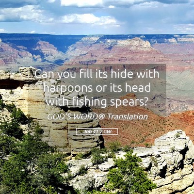 Picture 05 - Job 41:7 GW - Can you fill its hide with harpoons or its head - Bible Verse Picture