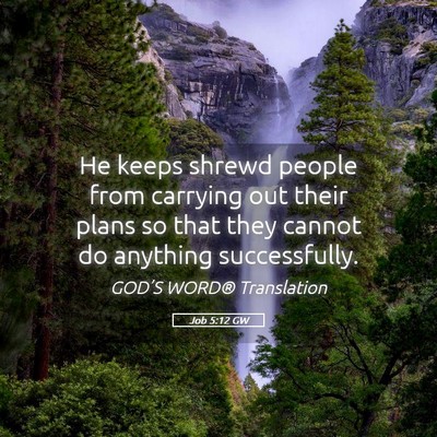 Picture 05 - Job 5:12 GW - He keeps shrewd people from carrying out their - Bible Verse Picture