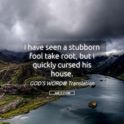 Picture 05 - Job 5:3 GW - I have seen a stubborn fool take root, but I - Bible Verse Picture