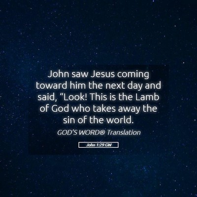 Picture 05 - John 1:29 GW - John saw Jesus coming toward him the next day and - Bible Verse Picture