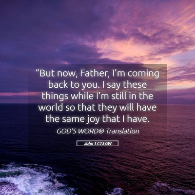 Picture 05 - John 17:13 GW - “But now, Father, I’m coming back to you. I - Bible Verse Picture