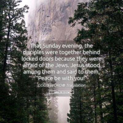 Picture 05 - John 20:19 GW - That Sunday evening, the disciples were together - Bible Verse Picture