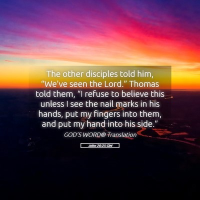 Picture 05 - John 20:25 GW - The other disciples told him, “We’ve seen the - Bible Verse Picture
