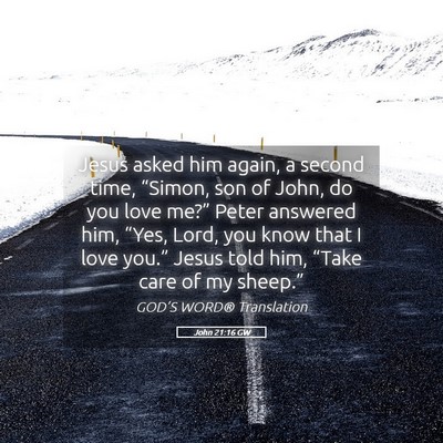 Picture 05 - John 21:16 GW - Jesus asked him again, a second time, “Simon, - Bible Verse Picture
