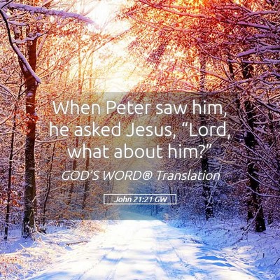 Picture 05 - John 21:21 GW - When Peter saw him, he asked Jesus, “Lord, what - Bible Verse Picture