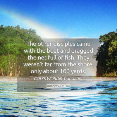 Picture 05 - John 21:8 GW - The other disciples came with the boat and - Bible Verse Picture