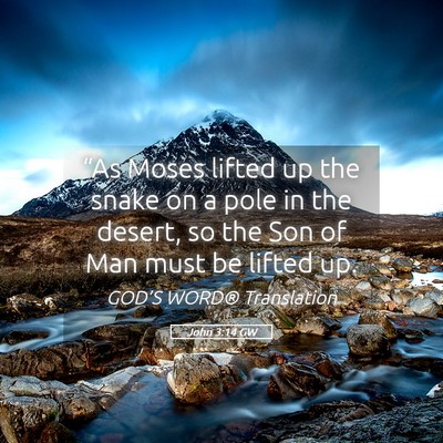 Picture 05 - John 3:14 GW - “As Moses lifted up the snake on a pole in the - Bible Verse Picture