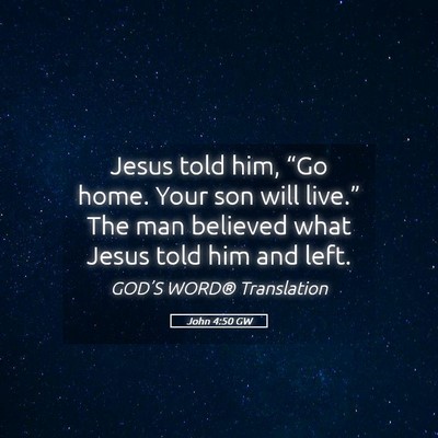 Picture 05 - John 4:50 GW - Jesus told him, “Go home. Your son will - Bible Verse Picture