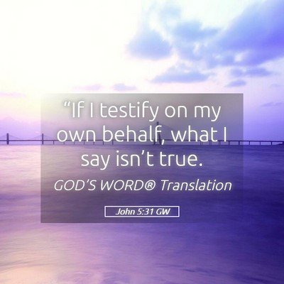 Picture 05 - John 5:31 GW - “If I testify on my own behalf, what I say - Bible Verse Picture