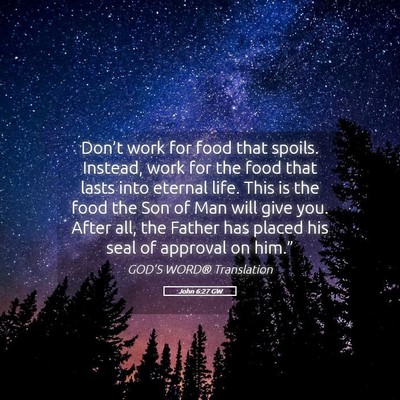 Picture 05 - John 6:27 GW - Don’t work for food that spoils. Instead, work - Bible Verse Picture