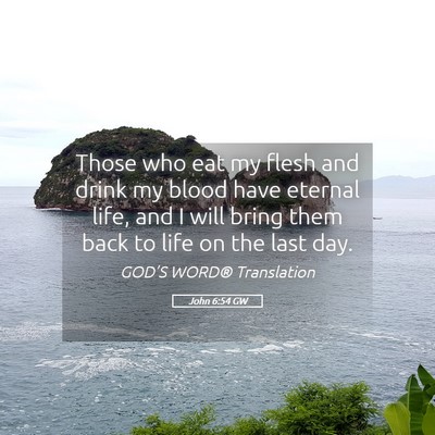 Picture 05 - John 6:54 GW - Those who eat my flesh and drink my blood have - Bible Verse Picture