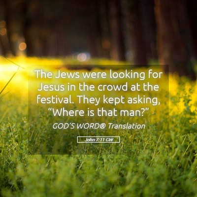 Picture 05 - John 7:11 GW - The Jews were looking for Jesus in the crowd at - Bible Verse Picture