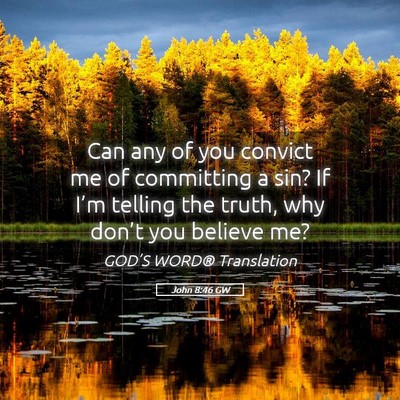 Picture 05 - John 8:46 GW - Can any of you convict me of committing a sin? If - Bible Verse Picture