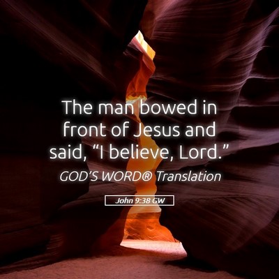 Picture 05 - John 9:38 GW - The man bowed in front of Jesus and said, “I - Bible Verse Picture