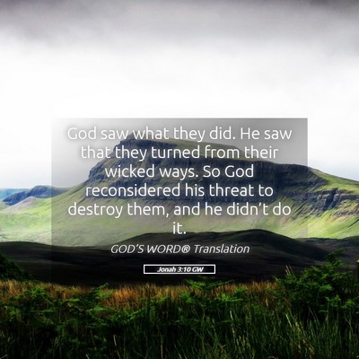 Picture 05 - Jonah 3:10 GW - God saw what they did. He saw that they turned - Bible Verse Picture