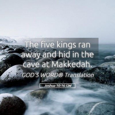 Picture 05 - Joshua 10:16 GW - The five kings ran away and hid in the cave at - Bible Verse Picture