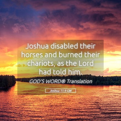 Picture 05 - Joshua 11:9 GW - Joshua disabled their horses and burned their - Bible Verse Picture