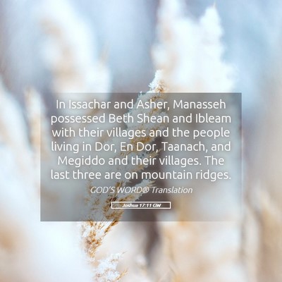 Picture 05 - Joshua 17:11 GW - In Issachar and Asher, Manasseh possessed Beth - Bible Verse Picture