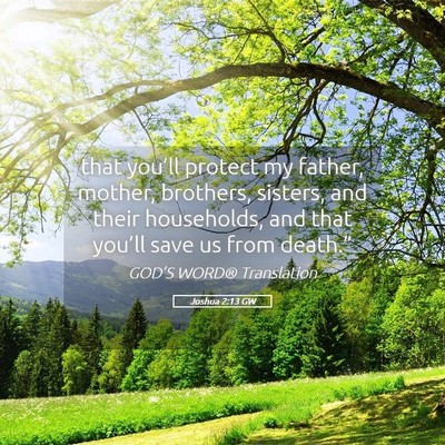 Picture 05 - Joshua 2:13 GW - that you’ll protect my father, mother, - Bible Verse Picture