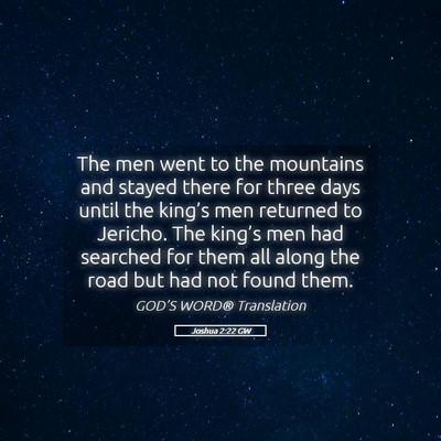 Picture 05 - Joshua 2:22 GW - The men went to the mountains and stayed there - Bible Verse Picture