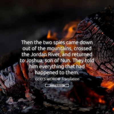 Picture 05 - Joshua 2:23 GW - Then the two spies came down out of the - Bible Verse Picture