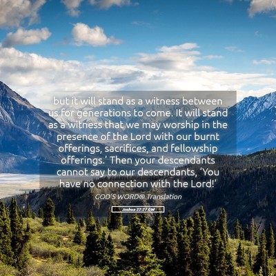 Picture 05 - Joshua 22:27 GW - but it will stand as a witness between us for - Bible Verse Picture