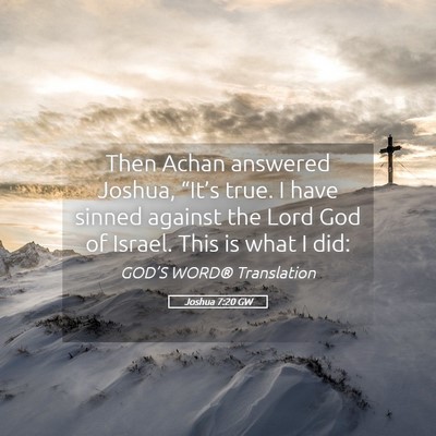 Picture 05 - Joshua 7:20 GW - Then Achan answered Joshua, “It’s true. I - Bible Verse Picture