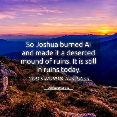 Picture 05 - Joshua 8:28 GW - So Joshua burned Ai and made it a deserted mound - Bible Verse Picture