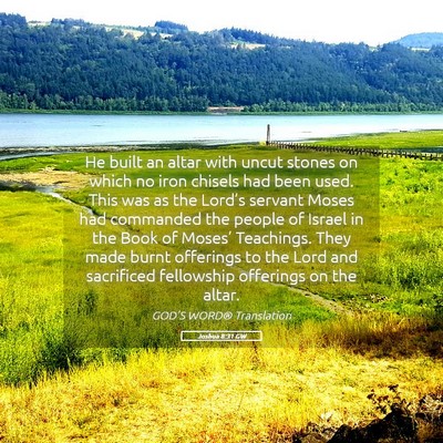 Picture 05 - Joshua 8:31 GW - He built an altar with uncut stones on which no - Bible Verse Picture
