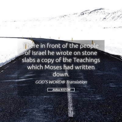 Picture 05 - Joshua 8:32 GW - There in front of the people of Israel he wrote - Bible Verse Picture