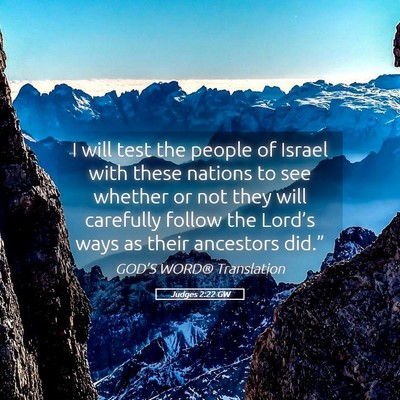 Picture 05 - Judges 2:22 GW - I will test the people of Israel with these - Bible Verse Picture