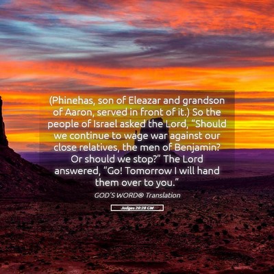 Picture 05 - Judges 20:28 GW - (Phinehas, son of Eleazar and grandson of Aaron, - Bible Verse Picture
