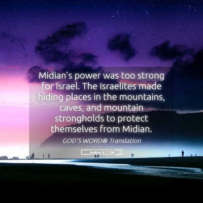 Picture 05 - Judges 6:2 GW - Midian’s power was too strong for Israel. The - Bible Verse Picture