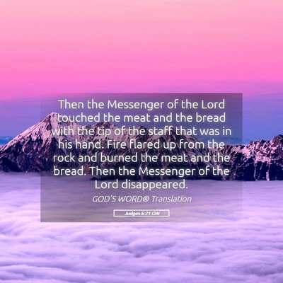 Picture 05 - Judges 6:21 GW - Then the Messenger of the Lord touched the meat - Bible Verse Picture