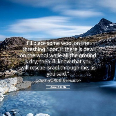Picture 05 - Judges 6:37 GW - I’ll place some wool on the threshing floor. If - Bible Verse Picture