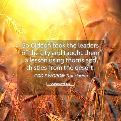 Picture 05 - Judges 8:16 GW - So Gideon took the leaders of the city and taught - Bible Verse Picture
