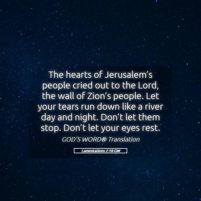 Picture 05 - Lamentations 2:18 GW - The hearts of Jerusalem’s people cried out to - Bible Verse Picture