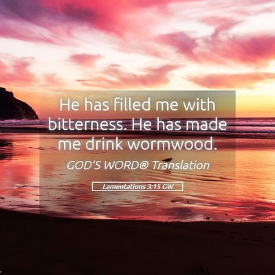 Picture 05 - Lamentations 3:15 GW - He has filled me with bitterness. He has made me - Bible Verse Picture
