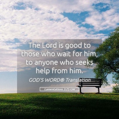 Picture 05 - Lamentations 3:25 GW - The Lord is good to those who wait for him, to - Bible Verse Picture