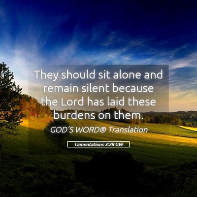 Picture 05 - Lamentations 3:28 GW - They should sit alone and remain silent because - Bible Verse Picture