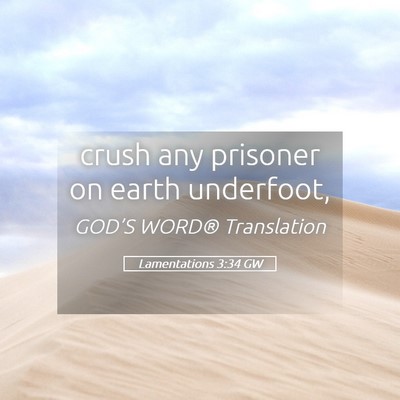 Picture 05 - Lamentations 3:34 GW - crush any prisoner on earth - Bible Verse Picture