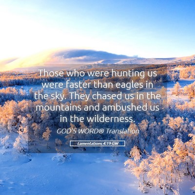 Picture 05 - Lamentations 4:19 GW - Those who were hunting us were faster than eagles - Bible Verse Picture