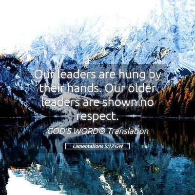 Picture 05 - Lamentations 5:12 GW - Our leaders are hung by their hands. Our older - Bible Verse Picture