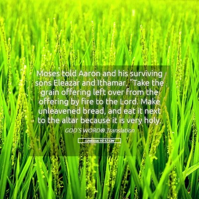 Picture 05 - Leviticus 10:12 GW - Moses told Aaron and his surviving sons Eleazar - Bible Verse Picture