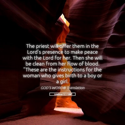 Picture 05 - Leviticus 12:7 GW - The priest will offer them in the Lord’s - Bible Verse Picture